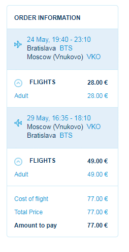 letenky z Bratislavy do Moskvy