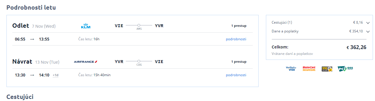 letenky z Viedne do Vancouver-u