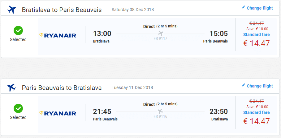 letenky z Bratislavy do Paríža