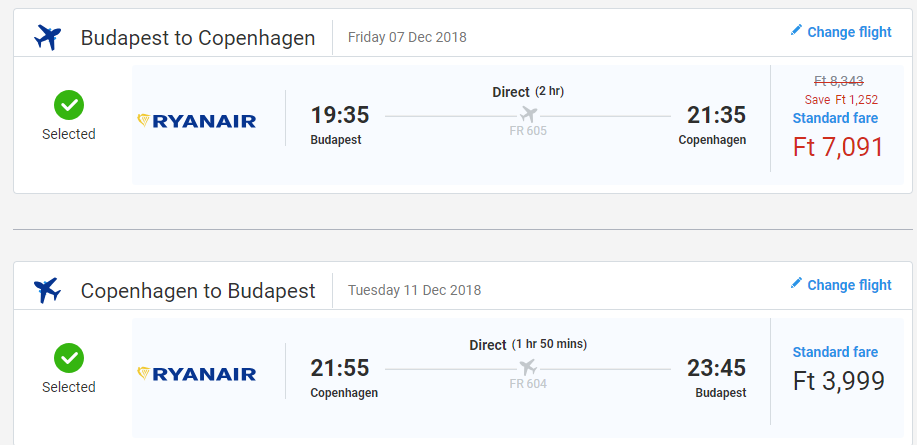 letenky z Budapešti do Kodane