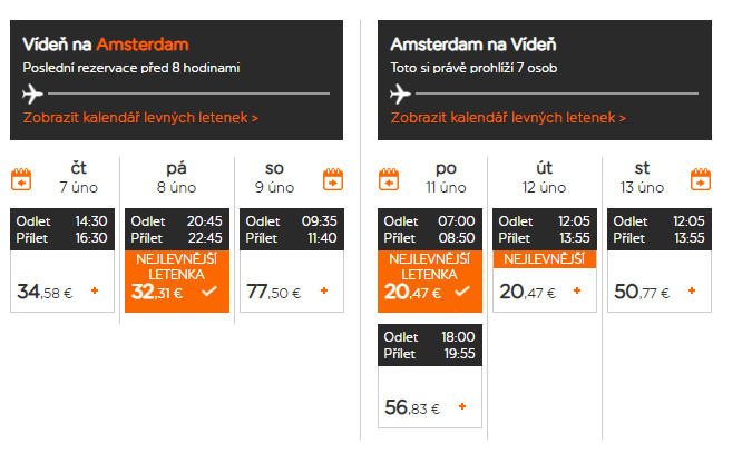 letenky z Viedne do Amsterdamu
