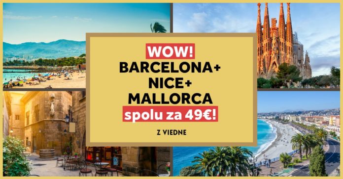 letenky - Barcelona, Nice a Mallorca za 49€