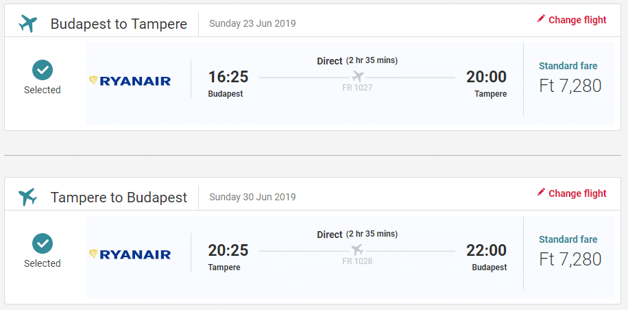 letenky z Budapešti do Tampere