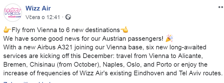 nové linky z Viedne