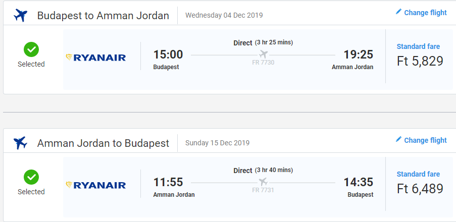 letenky z Budapešti do Ammánu