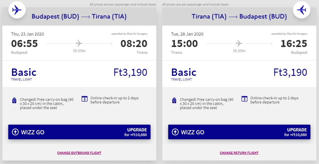 letenky z Budapešti do Tirany